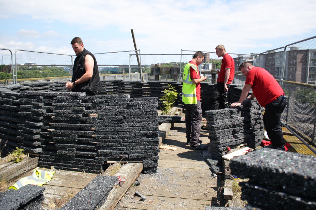 Students constructing cone