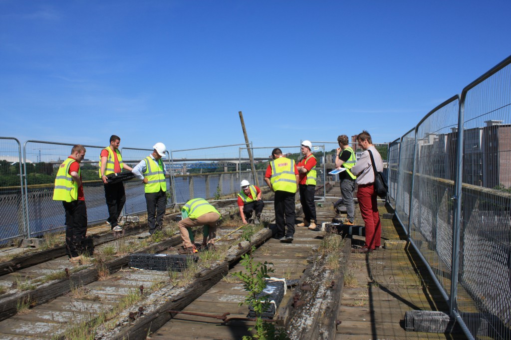 The students work out how to lay the base